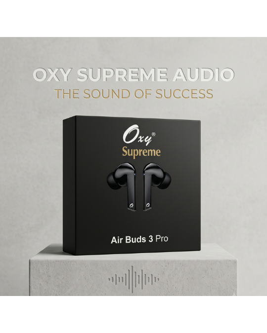 Oxy Supreme Air Buds 3 Pro True Wireless Earbuds (BT-12, 50H Talk Time, Black)
