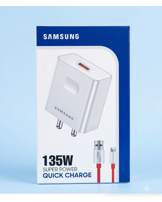 Samsung 135W Super Power Quick Charge Adapter with Type-C Cable (V8CBBPJ, White)