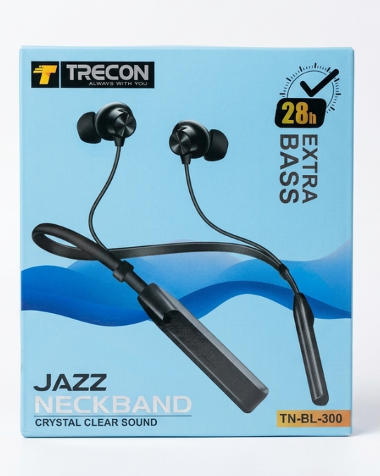 TRECON Jazz Neckband Wireless Bluetooth Earphone (TN-BL-300, Black)