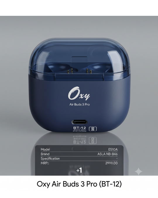 Oxy Supreme Air Buds 3 Pro True Wireless Earbuds (BT-12, 50H Talk Time, Black)
