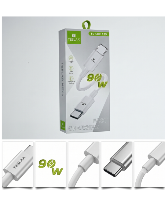 TESLAA TS-CDC 159 90W Type-C to Type-C Fast Charging Cable (1 Meter)